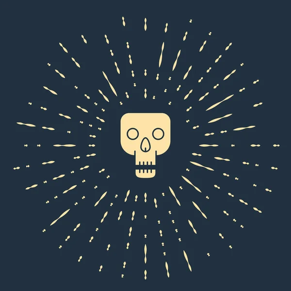 Beigefarbenes Totenkopf-Symbol auf blauem Hintergrund. fröhliche Halloween-Party. abstrakte Kreis zufällige Punkte. Vektorillustration — Stockvektor