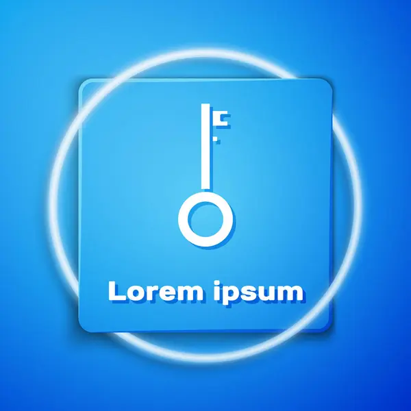 Icono clave pirata blanco aislado sobre fondo azul. Botón cuadrado azul. Ilustración vectorial — Archivo Imágenes Vectoriales