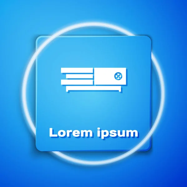 Icono blanco de la consola de videojuegos aislado sobre fondo azul. Botón cuadrado azul. Ilustración vectorial — Archivo Imágenes Vectoriales