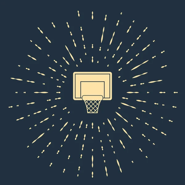 Ícone de backboard de basquete bege isolado no fundo azul. Pontos aleatórios de círculo abstrato. Ilustração vetorial — Vetor de Stock