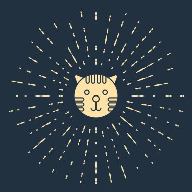 Bej kaplan burç simgesi mavi arkaplanda izole edildi. Astrolojik yıldız falı koleksiyonu. Soyut çember rastgele noktalar. Vektör İllüstrasyonu