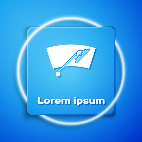 Біла піктограма склоочисника ізольована на синьому фоні. Блакитна квадратна кнопка. Векторна ілюстрація — стоковий вектор