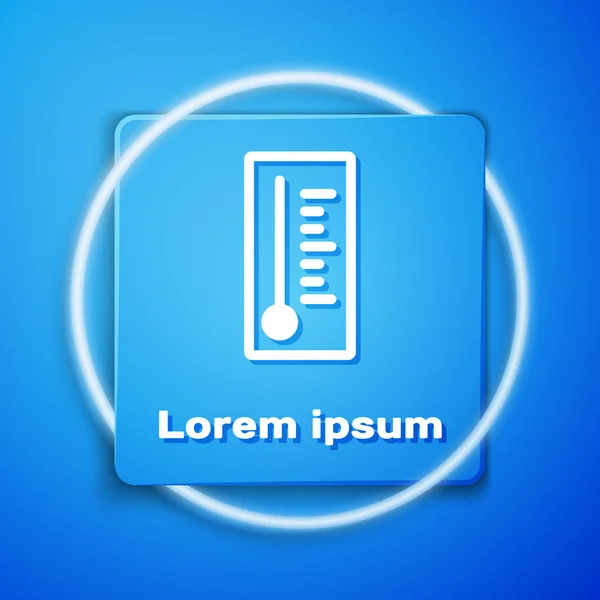 White Meteorology thermometer measuring heat and cold icon isolated on blue background. Thermometer equipment showing hot or cold weather. Blue square button. Vector Illustration — 스톡 벡터