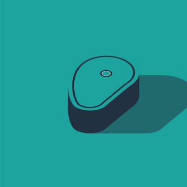 Isometric Biftek Et ikonu yeşil arka planda izole edilmiş. Vektör İllüstrasyonu