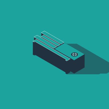 Isometric Video oyun konsolu simgesi yeşil arkaplanda izole edildi. Vektör İllüstrasyonu