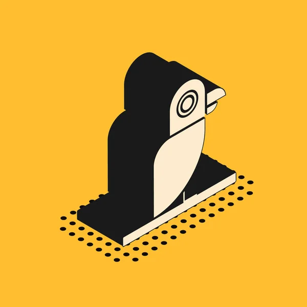 Изометрическая икона пиратского попугая выделена на желтом фоне. Векторная миграция — стоковый вектор