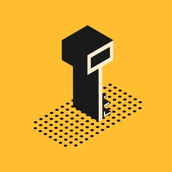 Isométrique icône clé Pirate isolé sur fond jaune. Illustration vectorielle — Image vectorielle