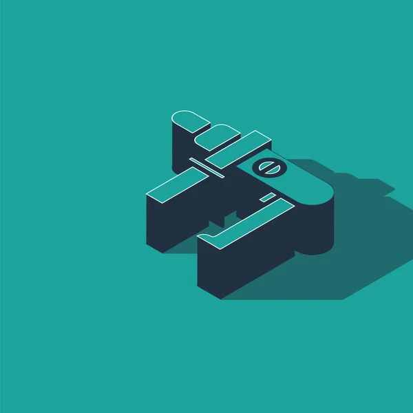 Isometrisches Symbol der elektrischen Bohrmaschine isoliert auf grünem Hintergrund. Reparaturwerkzeug. Vektorillustration — Stockvektor