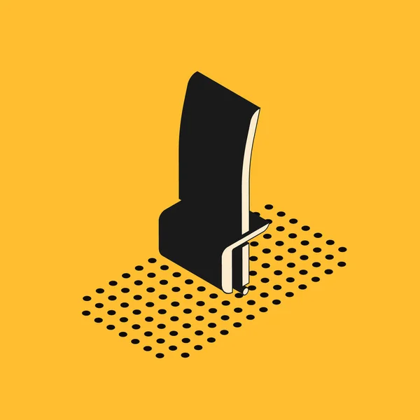 Icono isométrico de espada pirata aislado sobre fondo amarillo. Signo de sable. Ilustración vectorial — Vector de stock