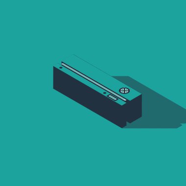 Isometric Video oyun konsolu simgesi yeşil arkaplanda izole edildi. Vektör İllüstrasyonu