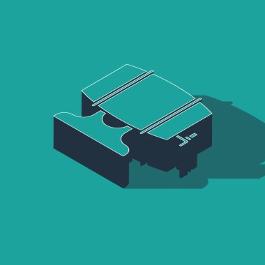 Askıda duran Isome 'lı tahta fıçı ve yeşil arka planda izole edilmiş durdurma simgesi. Vektör İllüstrasyonu