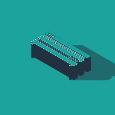 Isometric Video oyun konsolu simgesi yeşil arkaplanda izole edildi. Vektör İllüstrasyonu