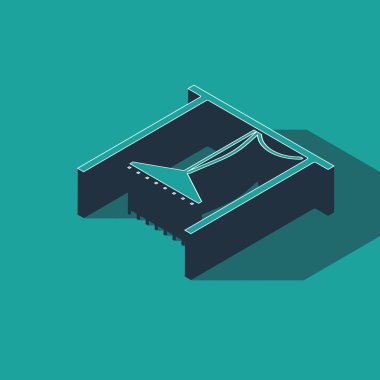 Isometric Otomatik Sulama Sulama Simgesi yeşil arkaplanda izole edildi. Su ekipmanları. Bahçe elemanı. Sprey tabanca ikonu. Vektör İllüstrasyonu