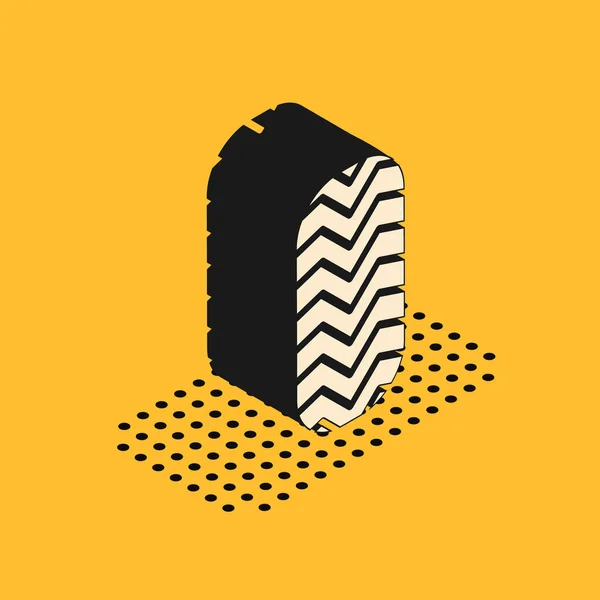 Isométrique icône de pneu de voiture isolé sur fond jaune. Illustration vectorielle — Image vectorielle