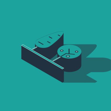 Isometric Trees simgesi yeşil arkaplanda izole edildi. Orman sembolü. Vektör İllüstrasyonu