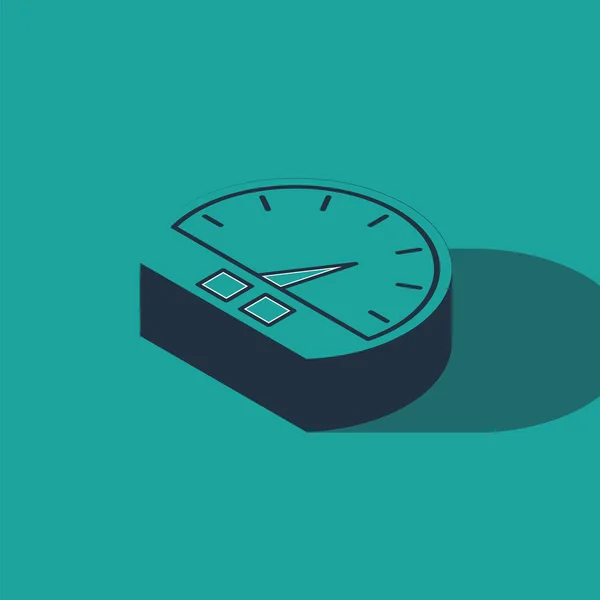 Isometric Speedometer icon isolated on green background. Vector Illustration — 스톡 벡터