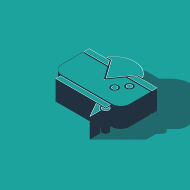 Isome Korsan şapka simgesi yeşil arkaplanda izole edildi. Vektör İllüstrasyonu