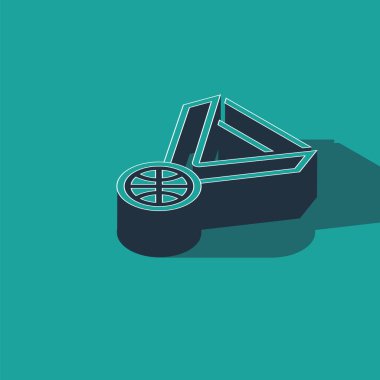 Yeşil arka planda izole edilmiş kurdele ikonlu Isometric basketbol madalyası. Vektör İllüstrasyonu
