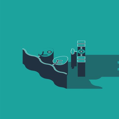 İnsansız hava aracı kontrollü Isometric Smart çiftliği ve yeşil arka planda izole edilmiş ağaç simgesi. Tarım şirketi için icat teknolojisi. Vektör İllüstrasyonu