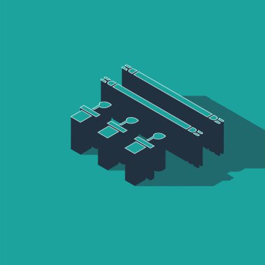 Ampul ve bitki sembolü olan Isometric Smart çiftliği yeşil arka planda izole edilmiş. Vektör İllüstrasyonu