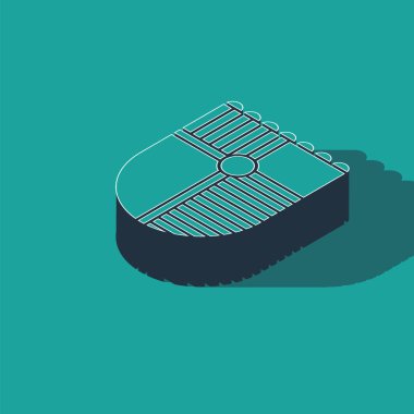 Oyun simgesi için Isometric Shield yeşil arkaplanda izole edildi. Vektör İllüstrasyonu