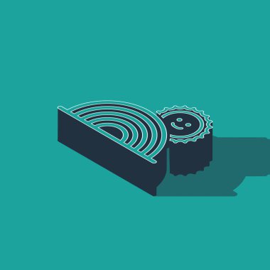 Yeşil zemin üzerinde güneş ikonu olan Isometric Rainbow. Vektör İllüstrasyonu