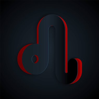 Kağıt kesiği Leo Zodyak simgesi siyah arka planda izole edilmiş. Astrolojik yıldız falı koleksiyonu. Kağıt sanatı tarzı. Vektör İllüstrasyonu