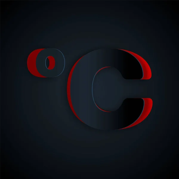 Icona Celsius tagliata su sfondo nero. Stile cartaceo. Illustrazione vettoriale — Vettoriale Stock