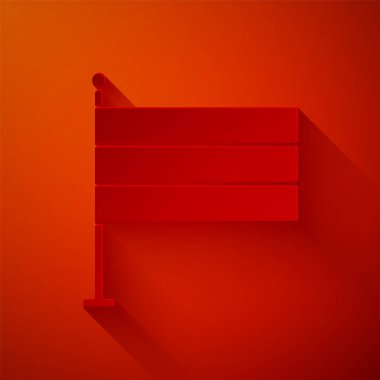 Kağıt, kırmızı arkaplanda izole edilmiş Ulusal Almanya bayrağı simgesi. Kağıt sanatı tarzı. Vektör İllüstrasyonu