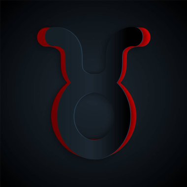 Kağıt kesiği Taurus burç simgesi siyah arka planda izole edilmiş. Astrolojik yıldız falı koleksiyonu. Kağıt sanatı tarzı. Vektör İllüstrasyonu