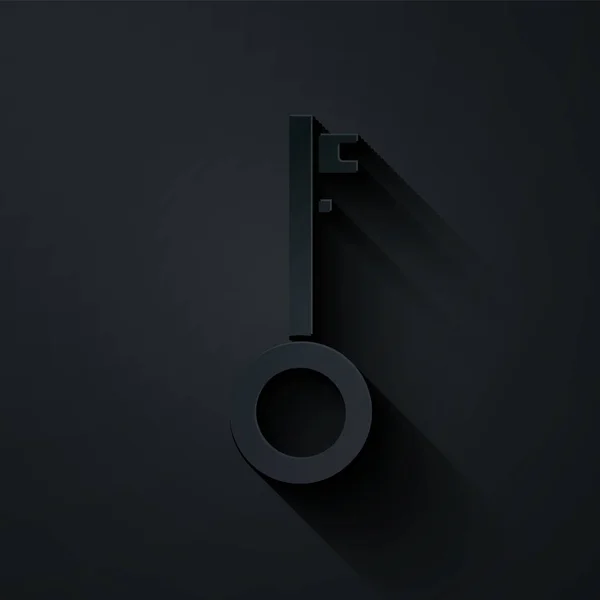 Papel cortado ícone chave pirata isolado no fundo preto. Estilo de arte de papel. Ilustração vetorial —  Vetores de Stock