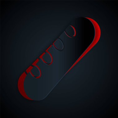 Kağıt, siyah arka planda izole edilmiş Fransız baget ekmeği ikonu. Kağıt sanatı tarzı. Vektör İllüstrasyonu