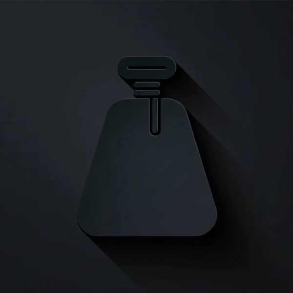 Piratensack-Ikone aus Papier isoliert auf schwarzem Hintergrund. Papierkunst. Vektorillustration — Stockvektor