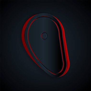 Kağıt kesiği et ikonu siyah arka planda izole edilmiş. Kağıt sanatı tarzı. Vektör İllüstrasyonu