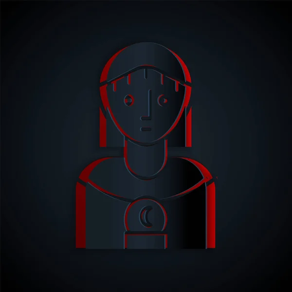 Pappersklipp astrologi kvinna ikon isolerad på svart bakgrund. Papperskonst. Vektor Illustration — Stock vektor