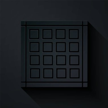 Kağıt kesikli peçete simgesi siyah arkaplanda izole edildi. Kağıt sanatı tarzı. Vektör İllüstrasyonu