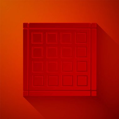 Kağıt kesikli peçete simgesi kırmızı arkaplanda izole edildi. Kağıt sanatı tarzı. Vektör İllüstrasyonu