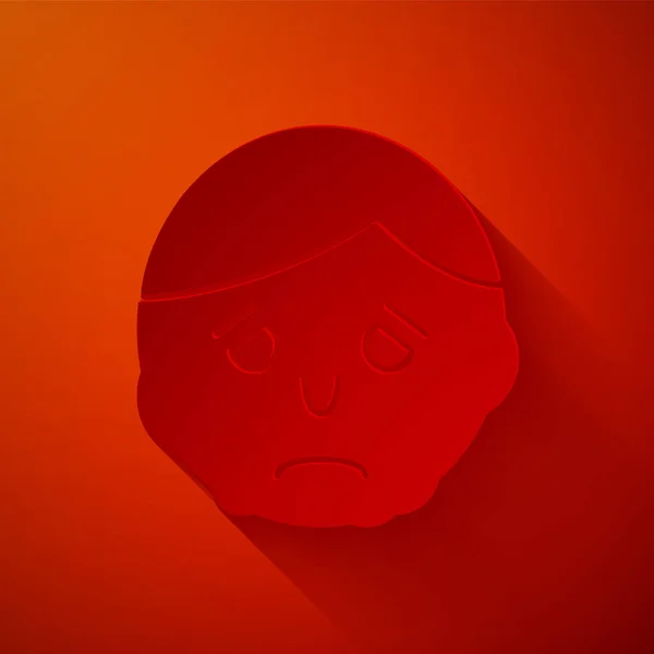 Corte de papel Inflamación en el icono de la cara aislada sobre fondo rojo. Estilo de arte de papel. Ilustración vectorial — Vector de stock