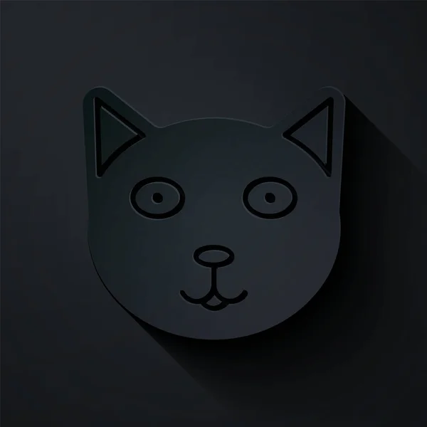 Paper cut Pet icon isolated on black background. Paper art style. Vector Illustration — 스톡 벡터