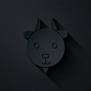 Kağıt kesiği siyah arka planda izole edilmiş Koç burcu simgesi. Astrolojik yıldız falı koleksiyonu. Kağıt sanatı tarzı. Vektör İllüstrasyonu