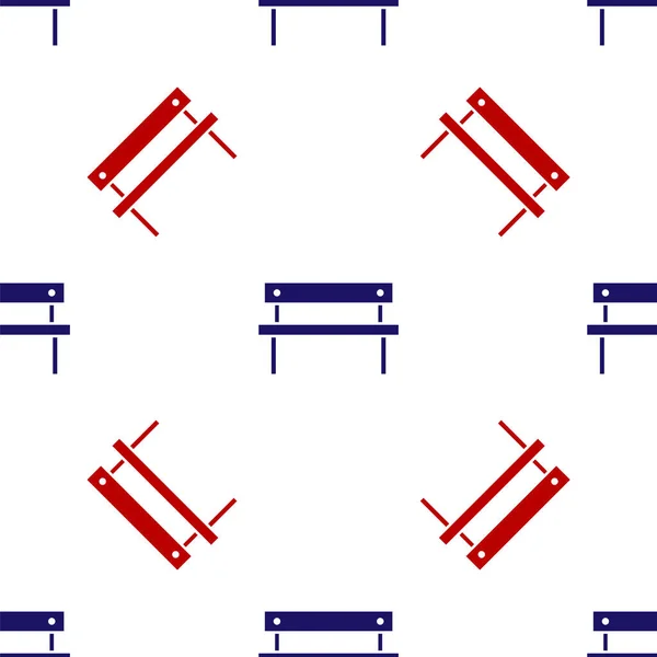 Blue and red Bench icon isolated seamless pattern on white background. Vector Illustration — Stok Vektör