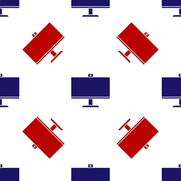 Blauw en rood Computer monitor icoon geïsoleerd naadloos patroon op witte achtergrond. Pc-componentenbord. Vector Illustratie — Stockvector