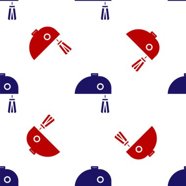 Blue and red Electric mixer icon isolated seamless pattern on white background. Kitchen blender. Vector Illustration