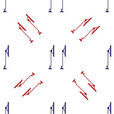 Blue and red Windscreen wiper icon isolated seamless pattern on white background. Vector Illustration