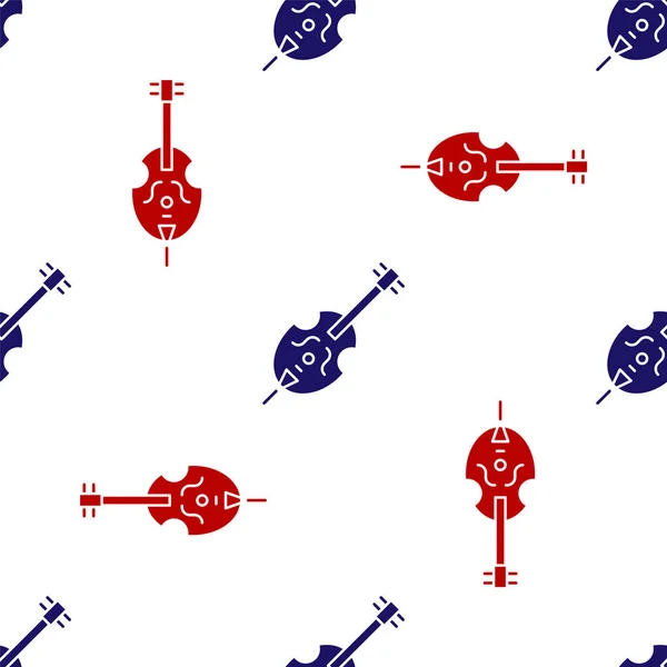 Blaues und rotes Geigensymbol isoliert nahtloses Muster auf weißem Hintergrund. Musikinstrument. Vektorillustration — Stockvektor