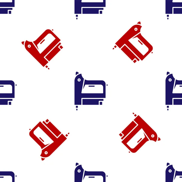 Blue and red Electric construction stapler icon isolated seamless pattern on white background. Working tool. Vector Illustration — Stok Vektör