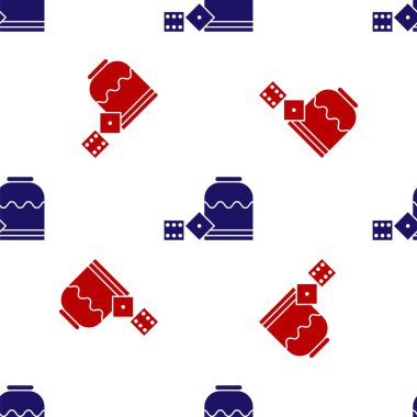 Blue and red Pirate game dice icon isolated seamless pattern on white background. Casino gambling. Vector Illustration
