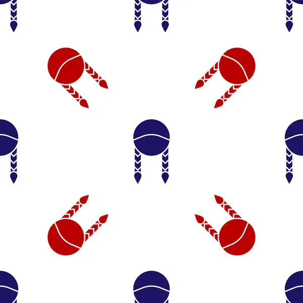 Blue and red Braid icon isolated seamless pattern on white background. Vector Illustration — Stock vektor