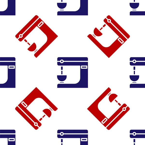 Blue and red Electric mixer icon isolated seamless pattern on white background. Kitchen blender. Vector Illustration — Stok Vektör