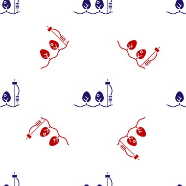 Blue and red Standalone sensor and plant icon isolated seamless pattern on white background. Vector Illustration